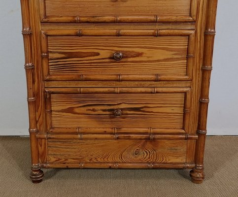 Art Nouveau Solid Pitchpin Undender Bamboo Spirit Cabinet, 1900s-RVK-1303979