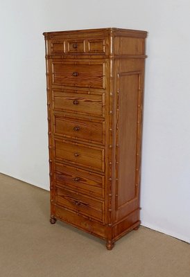 Art Nouveau Solid Pitchpin Undender Bamboo Spirit Cabinet, 1900s-RVK-1303979