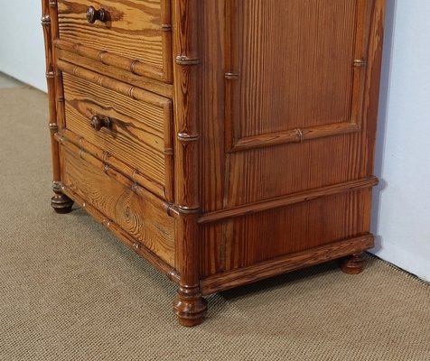 Art Nouveau Solid Pitchpin Undender Bamboo Spirit Cabinet, 1900s-RVK-1303979