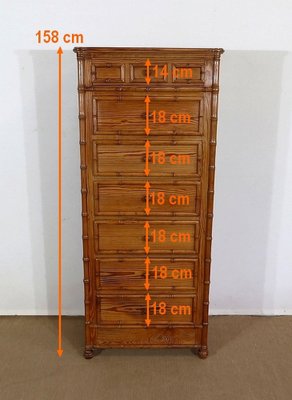 Art Nouveau Solid Pitchpin Undender Bamboo Spirit Cabinet, 1900s-RVK-1303979