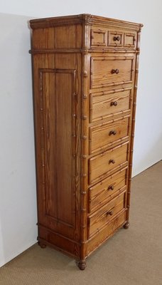 Art Nouveau Solid Pitchpin Undender Bamboo Spirit Cabinet, 1900s-RVK-1303979