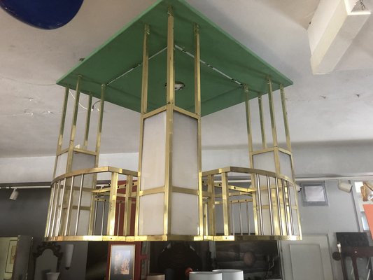 Art Nouveau Style Brass Ceiling Lamp from Kaffee Kranzler, Berlin, 1970s-QVR-1328029