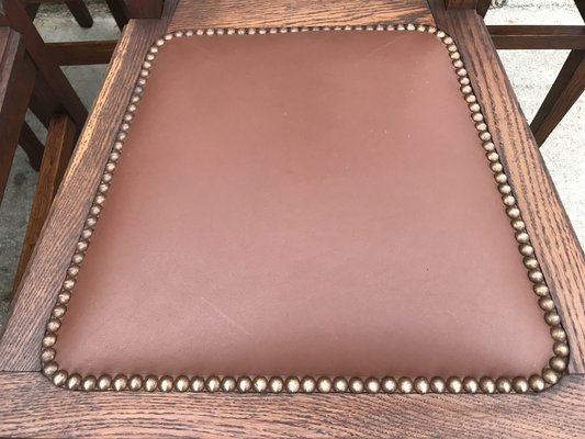 Art Nouveau Style Chairs in Leather, 1920, Set of 6-WQQ-1249050