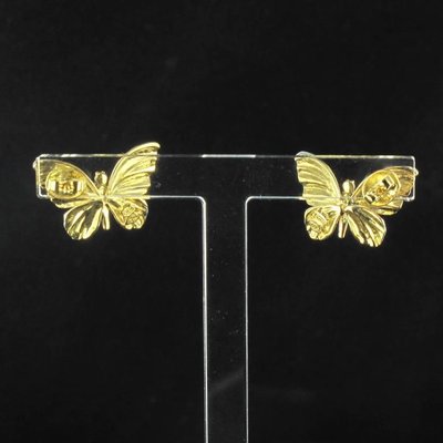 Art Nouveau Style Enamel Diamond Gold Butterfly Stud Earrings, Set of 2-OLU-896194