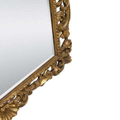 Art Nouveau Style Gold Foil Mirror in Hand Carved Wood, 1970-UZ-1256831