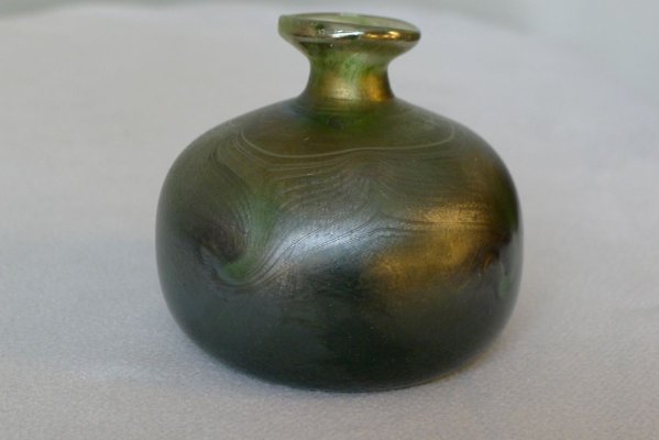 Art Nouveau Style Green Iridescent Glass Vase by Erwin Eisch, 1980s-VRE-738201