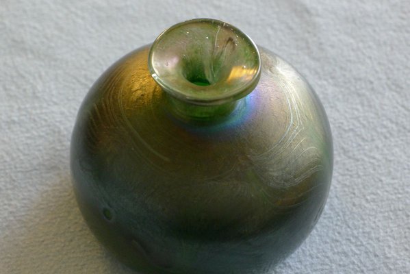 Art Nouveau Style Green Iridescent Glass Vase by Erwin Eisch, 1980s-VRE-738201