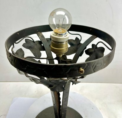 Art Nouveau Table Lamp in Wrought Iron with Glass Shade in the style of Val Saint Lambert, 1930s-MJY-1769407