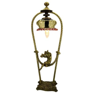 Art Nouveau Table Lamp Putto on Swing, 1920s-VDW-751536