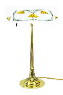 Art Nouveau Table Lamp with New Glass Shade, Vienna, 1900s-SPD-1054027