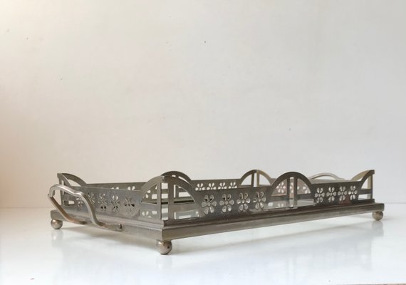 Art Nouveau Tray in Glass and Silver, 19th-Century-LCR-985332