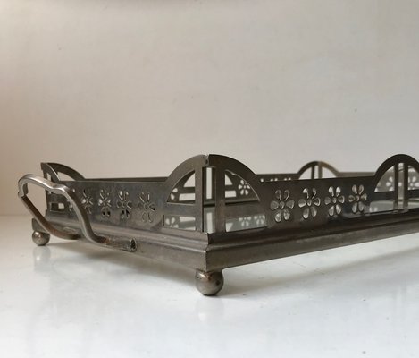 Art Nouveau Tray in Glass and Silver, 19th-Century-LCR-985332