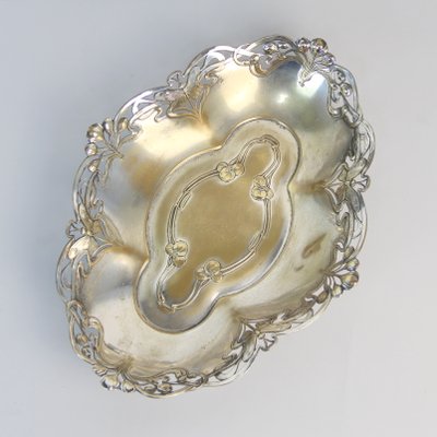 Art Nouveau Tray in Silver-Plated Brass-NE-1285564