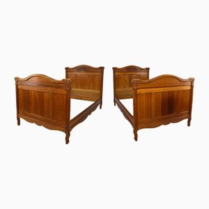 Art Nouveau Twin Beds in Carved Oak, France, 1910s, Set of 2-XNH-1719422