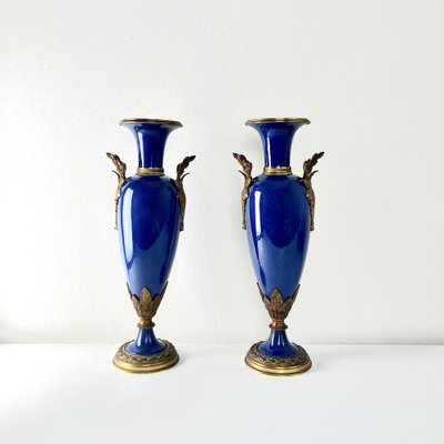 Art Nouveau Vases in Gilt Bronze, 1920s, Set of 2-KKG-1706293