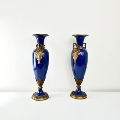 Art Nouveau Vases in Gilt Bronze, 1920s, Set of 2-KKG-1706293