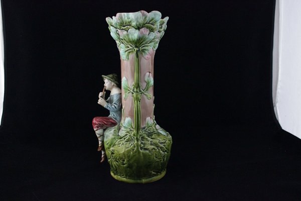 Art Nouveau Vases with Children and Foliage, Cecoslovakia, 1900s, Set of 2-IJR-1402649