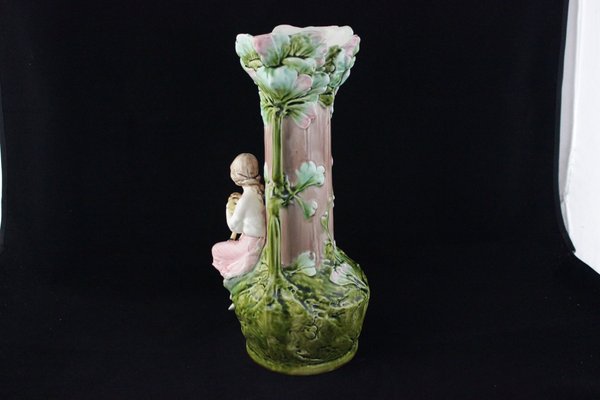 Art Nouveau Vases with Children and Foliage, Cecoslovakia, 1900s, Set of 2-IJR-1402649