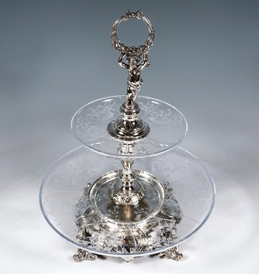 Art Nouveau Viennese Silver and Glass Table Shelf by Würbel & Szokally, 1890s-EMT-1769216