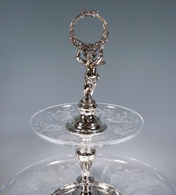 Art Nouveau Viennese Silver and Glass Table Shelf by Würbel & Szokally, 1890s-EMT-1769216