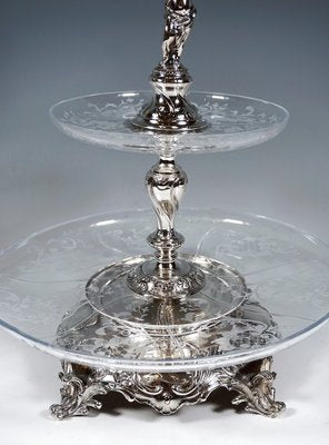 Art Nouveau Viennese Silver and Glass Table Shelf by Würbel & Szokally, 1890s-EMT-1769216