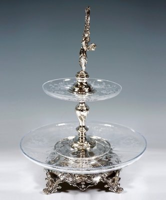 Art Nouveau Viennese Silver and Glass Table Shelf by Würbel & Szokally, 1890s-EMT-1769216