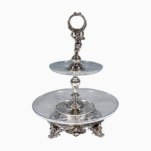 Art Nouveau Viennese Silver and Glass Table Shelf by Würbel & Szokally, 1890s-EMT-1769216