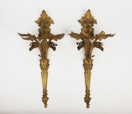 Art Nouveau Wall Lights in Bronze, 1890s, Set of 2-LW-1804598