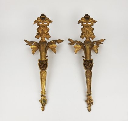 Art Nouveau Wall Lights in Bronze, 1890s, Set of 2-LW-1804598