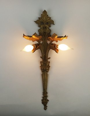 Art Nouveau Wall Lights in Bronze, 1890s, Set of 2-LW-1804598