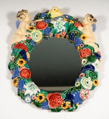 Art Nouveau Wall Mirror with Flowers and Cupids by Michael Powolny, 1890s-EMT-1746608