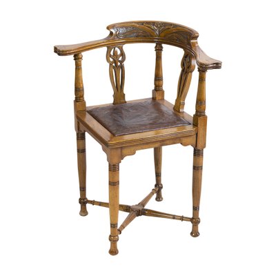 Art Nouveau Walnut Corner Armchair, 1890s-WFJ-1709104