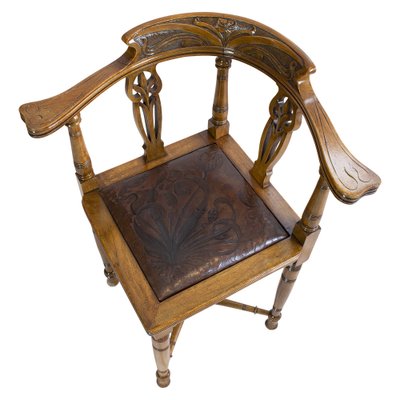 Art Nouveau Walnut Corner Armchair, 1890s-WFJ-1709104