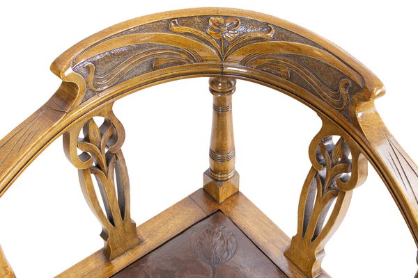 Art Nouveau Walnut Corner Armchair, 1890s-WFJ-1709104