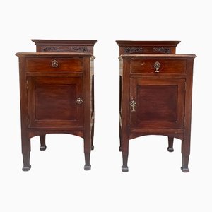 Art Nouveau Walnut Nightstands, 1900s, Set of 2-NOU-1361725