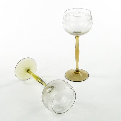 Art Nouveau Wine Glasses, Poland, 1890s, Set of 2-BKO-1802223