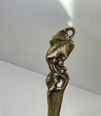 Art Nouveau Wine Leaf Dish and Letter Opener in Brass, 1940s, Set of 2-LCR-1805425