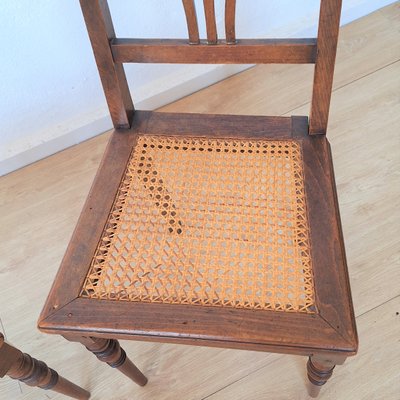 Art Nouveau Wooden Chairs with Rattan Weave, 1890s, Set of 2-WK-2020650