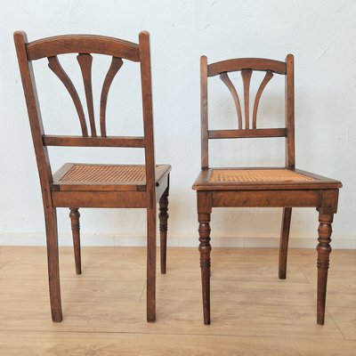 Art Nouveau Wooden Chairs with Rattan Weave, 1890s, Set of 2-WK-2020650