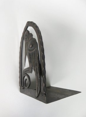 Art Nouveau Wrought Iron Book Supports Marabu in the style of Edgar Brandt, 1890s, Set of 2-EY-1757159