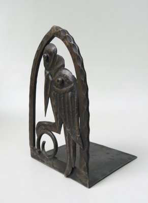 Art Nouveau Wrought Iron Book Supports Marabu in the style of Edgar Brandt, 1890s, Set of 2-EY-1757159