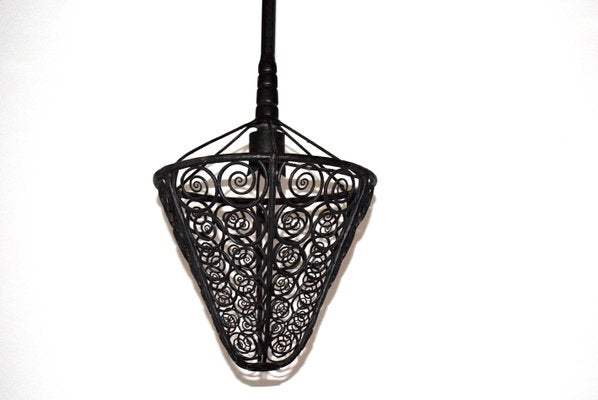 Art Nouveau Wrought Iron Ceiling Lamp, 1920s-VA-569564