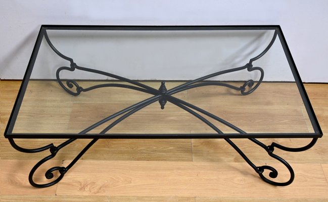 Art Nouveau Wrought Iron Coffee Table, 1940s-RVK-2034782