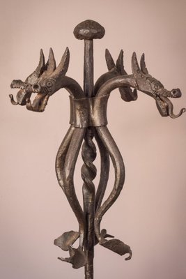 Art Nouveau Wrought Iron Dragon Stand After Antoni Gaudí-AOI-1155499