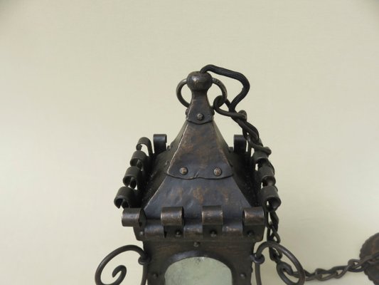 Art Nouveau Wrought Iron Lantern Ceiling Lamp-EY-713797