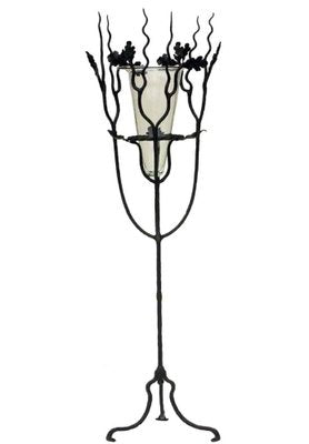 Art Nouveau Wrought Iron & Murano Glass Pedestal by Alberto Gerardi, 1890s-KGD-1761510