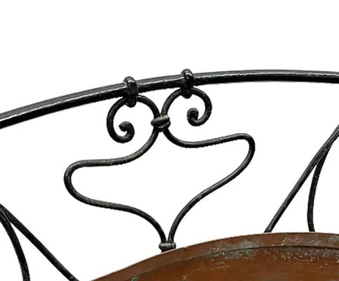 Art Nouveau Wrought Iron Plant Table with Copper Tray, 1900s-UCH-1224539