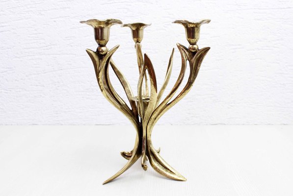 Art Nouveaut Brass Candleholder, 1960s-BQF-1720098