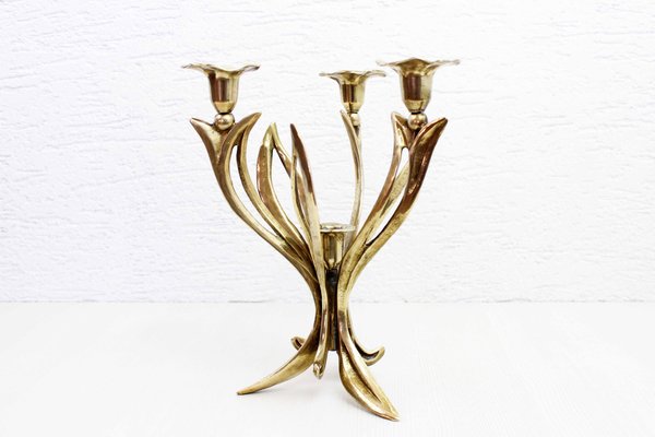 Art Nouveaut Brass Candleholder, 1960s-BQF-1720098