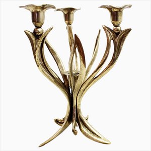 Art Nouveaut Brass Candleholder, 1960s-BQF-1720098